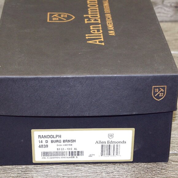 * NIB * $425 Allen Edmonds RANDOLPH 14 D Burgundy Burnished main image 2